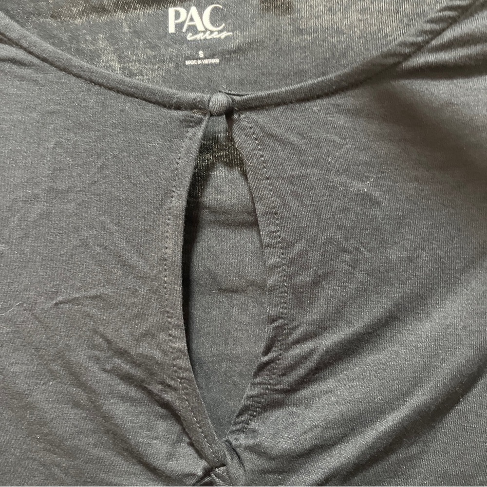 Pacsun  Sz S Black Long Sleeve Pac Cares Cropped Round Neck Knit. NWT - Picture 2 of 3